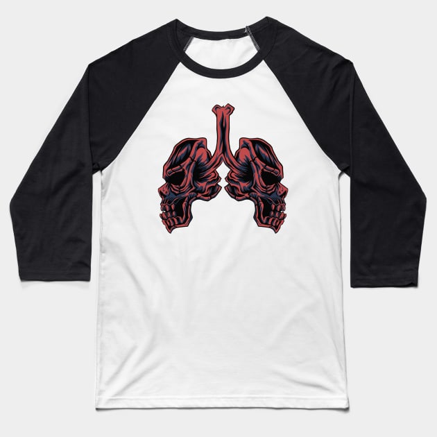 the skull lung Baseball T-Shirt by hardseem